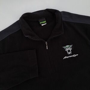 Arcticwear Arctic Cat Fleece Pullover Mens Large Black 1/4 Zip Embroidered Logo